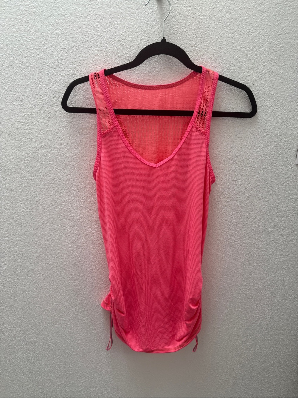 Lululemon Women's Neon Pink Mesh Tank Top with Side Ruching